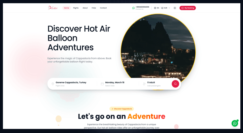 Balon firması rezervasyon ve fiyatlama alanı referansı